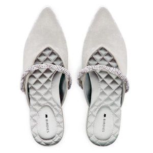 NWT BIRDIES The Swan Snow Crystal Bracelet Pointed Toe Slide Mule Size 9 Sparkle